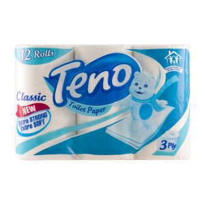 Roll Toilet Paper Three Layer 12 Pieces Pack Back View Teno Brand Napkins Image Used In Ernest24.com Site